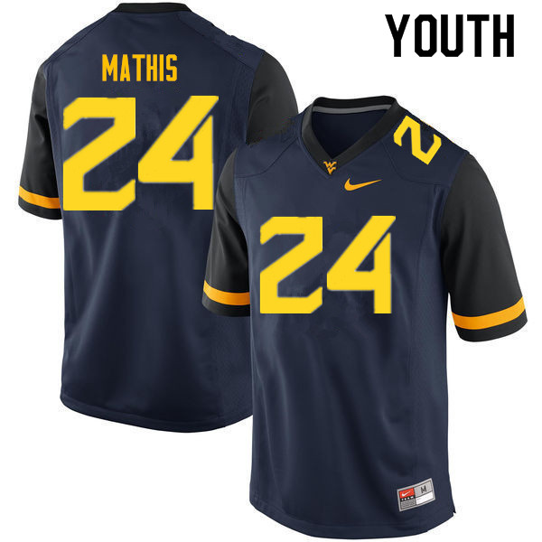 NCAA Youth Tony Mathis West Virginia Mountaineers Navy #24 Nike Stitched Football College Authentic Jersey KI23N78PU